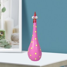 22cm 재미 있은 수탉 동상 만화 데스크탑 정원 잔디 치킨 입상 선반 책장 밝은 거실 Chook 조각, 분홍색, 분홍색