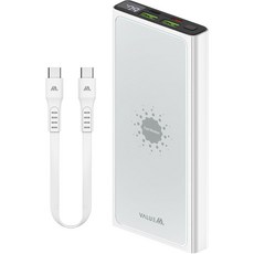 밸류엠 고속 무선충전 PD 보조배터리 10000mAh 22.5W + C to C 케이블 + 흡착패드 세트, 화이트, VM-PA10APQ15W