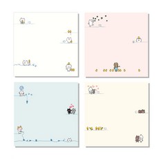 데일리재팬 떡메모지 캐릭터 4종혼합 세트, 화이트, 핑크, 민트, 아이보리, 1세트