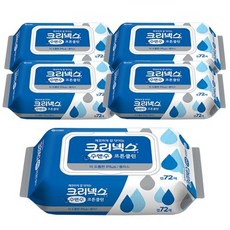 크리넥스 수앤수 코튼클린 플러스 물티슈 캡형, 72개입, 5개
