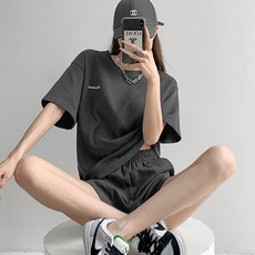 데일로엔 여성용 여름 레터링 트레이닝복 세트