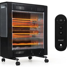 한경희생활과학 뉴트로 4단 쿼츠 석영관 히터, HAAN-Q1000, 블랙