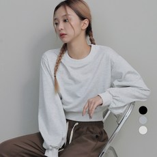 어썸어라운드 여성용 벌룬 세미 크롭 맨투맨