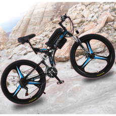 해오름상사 26인치 접이식 전기산악자전거 리튬배터리 MTB 남녀 전동 10AH 시마노21단, 10AH 70KM 알루미늄, 블랙 블루 알루미늄