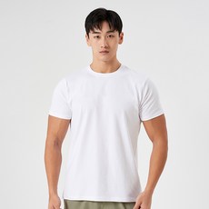 허그본 남성용 데일리 머슬핏 무지라인 반팔 티셔츠