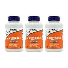 NOW Glutathione 글루타치온 500 mg 60 veg 캡슐 X 3팩, 60정, 3개
