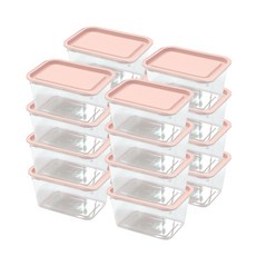 심플쿡 냉동 밥도시락통 사각 전자렌지 용기 600ml 인디핑크, 용기 16p, 16개