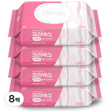 크리넥스 수앤수 실키 소프트 오리지널 물티슈 캡형, 58매, 8팩