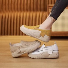 Modern Fashion 여성 둥근 앞코 펀칭 로퍼 여름용 통기성 슬립온 통굽 스니커즈