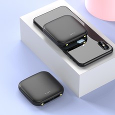 PYHO 대용량 고속충전 휴대용 미니 보조배터리 무선 다용도 여행 보조배터리, 블랙, 10000mAh
