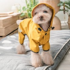 딩동펫 강아지 레인코트 패션 올인원 후드티, 옐로우