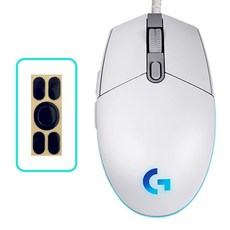 로지텍 G102 2세대 LIGHTSYNC 게이밍 유선 마우스 MU0054 + 마우스 피트, 화이트(마우스)