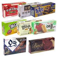 [안녕골목마켓]몽쉘생크림(6입)+엄마손파이(10입)+카스타드(6입)+애플쿠키(10입)+촉촉한초코칩(8입)+오뜨쇼콜라(6입)+후렌치파이(15입)+빈츠(10입), 과자8종_몽+엄마+카스+애플+촉촉+오뜨쇼+후렌+빈츠