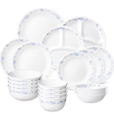 코렐 프렌치 블루 4인 한국형 삼절세트 20p, 혼합색상, 공기 4p + 대접 4p + 앞접시 4p + 원형소접시 3p + 원형중접시 2p + 원형대접시 + 삼절접시소 + 삼절접시대