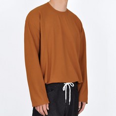 가이스토리 남성용 무지 라운드 에일 오버핏 긴팔티