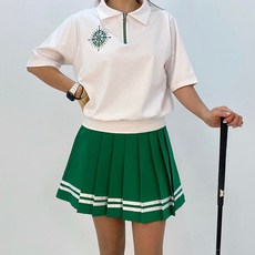 카라 반지퍼 반팔 나침반 골프티셔츠 여성골프웨어 골프퀸카