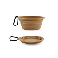 카르노코리아 반려동물 휴대용 캠핑용 식기 600ml, 브라운, 2개
