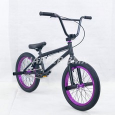 BMX 입문용 묘기자전거 18인치 무지개색상 스턴트액션 익스트림, 단일사이즈, 블랙과 퍼플
