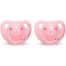 스와비넥스 해피 버니 아나토미컬 노리개 젖꼭지 라텍스 2p, 버니 핑크, 1단계(0~6개월), 2개