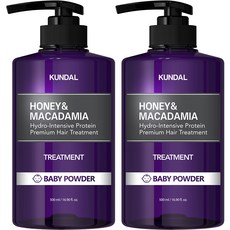쿤달 허니 앤 마카다미아 트리트먼트 베이비파우더향, 500ml, 2개