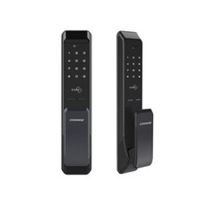 코맥스 푸시풀도어락 CDL-230P BIO 지문인식 카드키 비상키 C, 다크실버, 필요없음