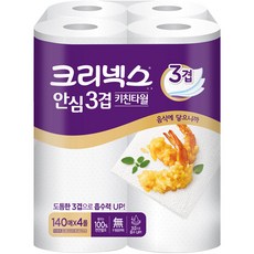 크리넥스 프리미엄 안심 3겹 천연펄프 키친타올 140매, 4개