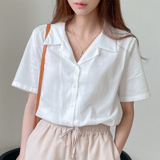 여성 린넨워싱 오픈반팔 셔츠블라우스