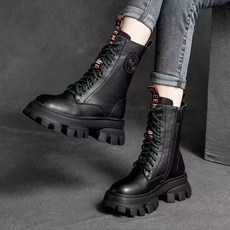 가을 겨울 여성 워커 통굽 미끄럼 방지 기질 미들 부츠