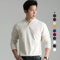 업클라스 남성용 헨리넥 포인트 긴팔 티셔츠 a083