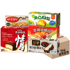 [안녕골목마켓]오리온 초코파이(12입)+몽쉘생크림케이크(6입)+후레쉬베리(6입)+카스타드(6입)+마가렛트(8입), 1세트