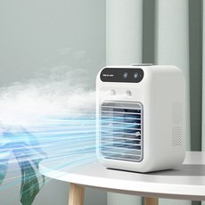 Fowod USB충전 휴대용 미니 에어컨 이동식 터치 탁상용 더블 스프레이 냉풍기, 흰색