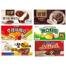 [진쓰몰파이세트] 명가찰떡파이210g+몽쉘통통생크림204g+몽쉘통통카카오204g+오예스미니192g+후레쉬베리딸기168g+카스타드 오리지널138g, 204g, 1세트