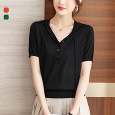 여성 여름 반팔 니트티셔츠 쿨 아이스원단 루즈핏 맨투맨 후드티 패션 캐주얼 데일리복