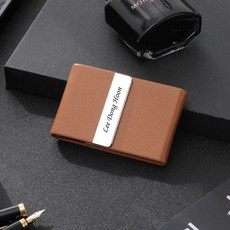 이니셜 각인 명함케이스 남자 여자 명품 카드 명함지갑 카드홀더 세로자석형, 브라운, 10번(영문전용)