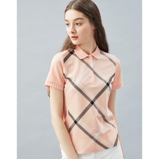 닥스골프 PREMIUM 핑크 하우스 체크 반팔 폴로 티셔츠 DNB351P1 229413