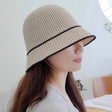 이코마켓 심플라인 봄 여름 버킷햇 코튼 니트모자 여성 벙거지 보넷모자