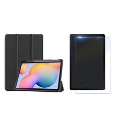 갤럭시탭S6라이트 SM-P610 SM-P615 S펜수납 스마트 북커버 케이스 + 강화유리필름1장, 스마트 케이스 (로즈골드) + 강화유리1장