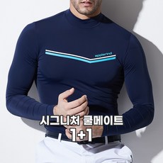 [1+1EVENT] 애플라인드 남성 골프 기능성 이너웨어 냉감 티셔츠 시그니처 하이넥 HISMTS05/NAVY