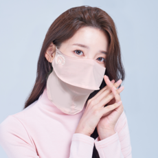 미소스 쿨 쉬폰 골프마스크 자외선 차단 여성용, 핑크