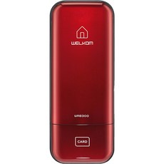 웰콤 카드키 4p + 보조키형 번호키 디지털 도어락 세트 다크 레드 WRB300, 방문설치
