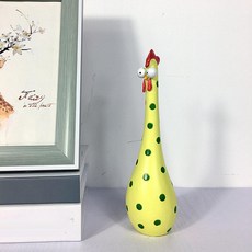 22cm 재미 있은 수탉 동상 만화 데스크탑 정원 잔디 치킨 입상 선반 책장 밝은 거실 Chook 조각, 레몬, 레몬