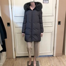 BCBG NC13 엘리시움 모피 안감 롱 패딩 다운 여성 겨울 폭스 천연모피 배색 안감 롱패딩 B2DBF846