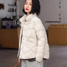 화이트 오리털 패딩 여 숏 슬림 차이나 심플 데일리 패딩 코트