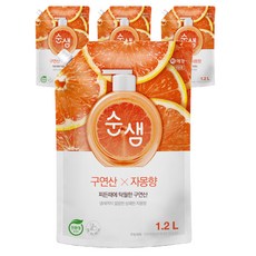 순샘 구연산 자몽 주방세제 리필, 1.2L, 4개