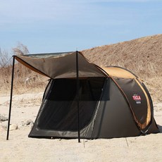 빈슨메시프 티클라 프리미엄 원터치 캐노피 텐트 + 폴대 2p, 브라운, 5인용