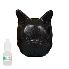 허브플러스 차량용 석고방향제 프렌치불독 블랙 + 리필오일 10ml, 유칼립투스향