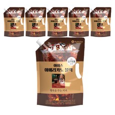 맥널티커피 아이스 아메리카노 블랙커피 대용량 파우치, 1L, 6개