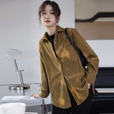 SU 레트로 코듀로이 오버레이 긴팔 셔츠 봄 가을 다용도 디자인 틈새 새로운 스타일 세련된 코트