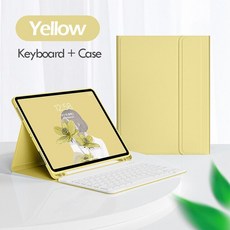 i패드 마그네틱 키보드 케이스 무선 및 마우스 에어 4 3 2 1 2021 프로 10.2 3 10.5 용 2017, 01 Yellow White Key