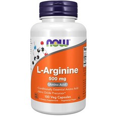 NOW L 아르기닌 500mg 아미노산 & 산화질소 전구체 캡슐 100정, 50.0인분 (1팩)